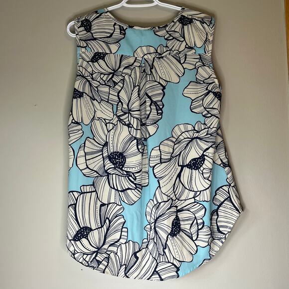 Suzanne Betro Blue & White Floral Tank Top Size XL - Picture 2 of 11